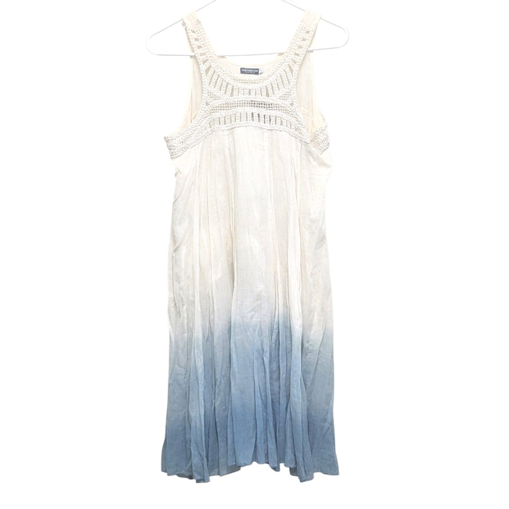 NWT Earthbound Trading Festival Crochet Tank Top Ombre Blue Dress